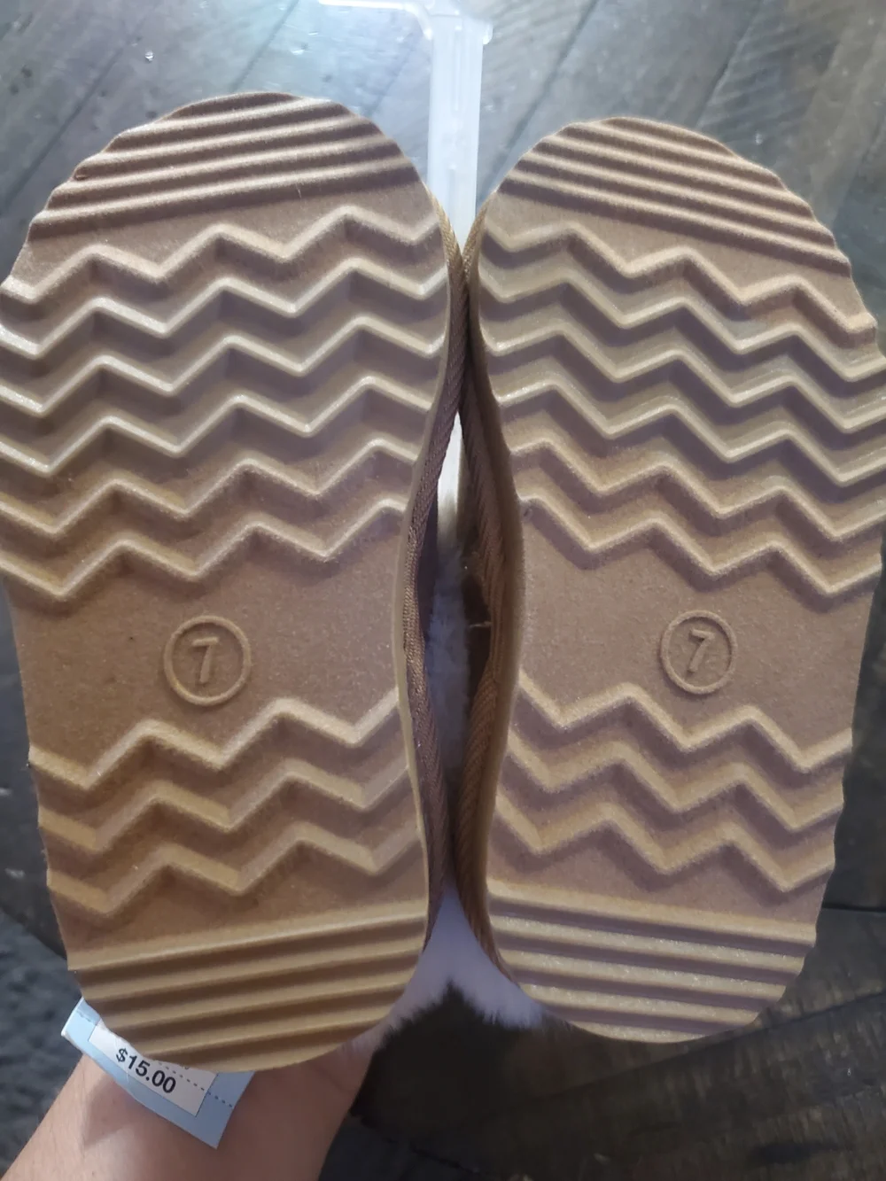 Target Brown Slip On with Cream Faux Fur Trim
